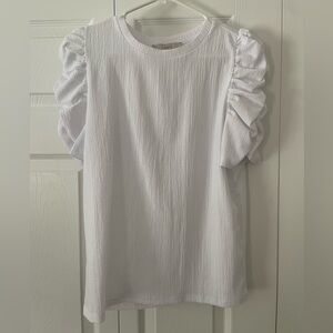 LOFT white puff sleeve tee- SZ Medium